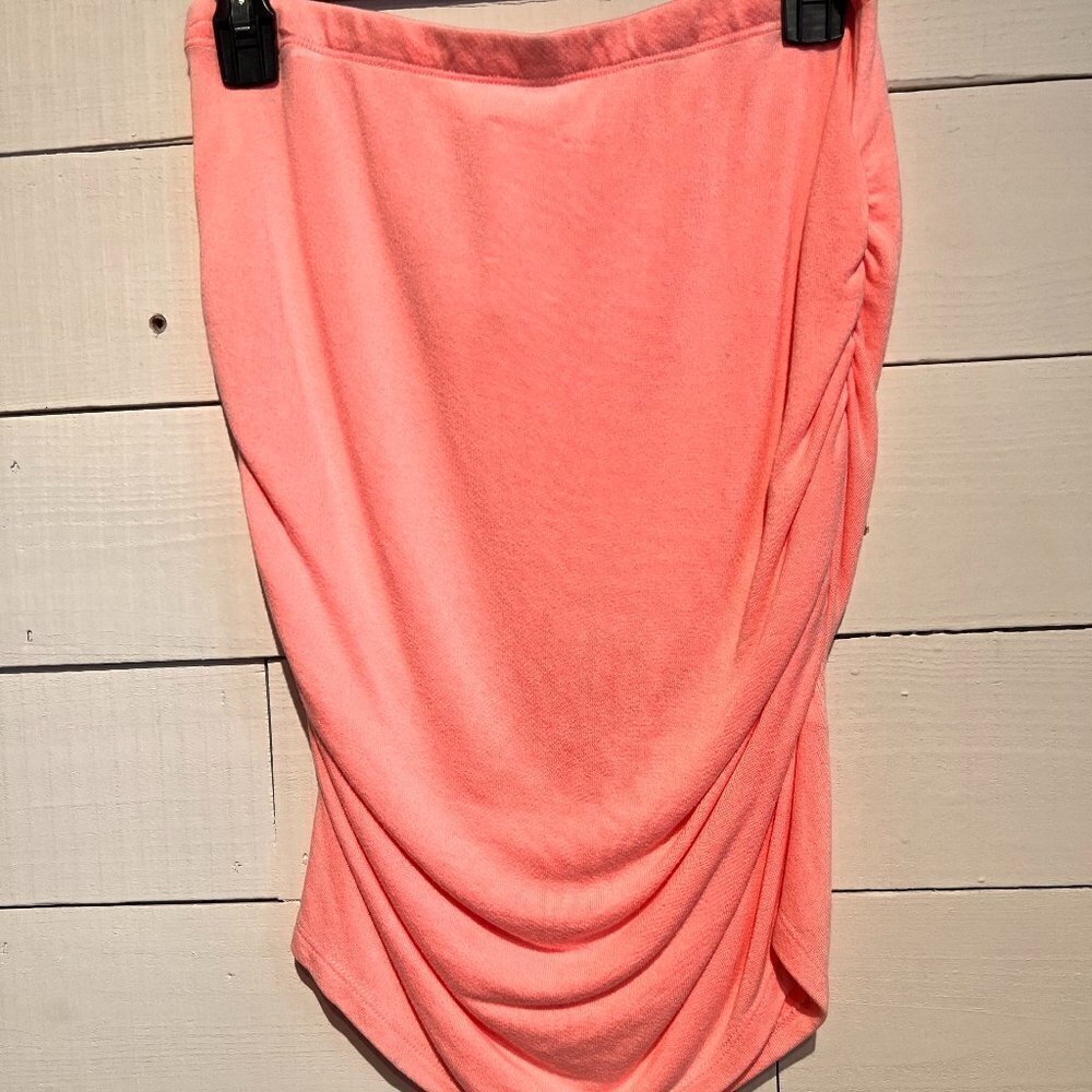 Sundry French Terry Ruched Beach Skirt Cover Up in Neon Pink